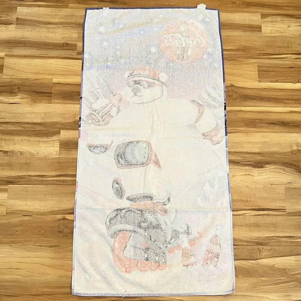 Vintage Coca Cola Bath Beach Towel Polar Bear Roller Skating 1998 90s 54”x26.5”